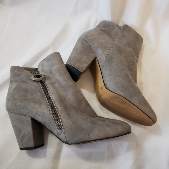 1. State Gray Suede Ankle Boots Chunky Heel Womens Size 10 - Picture 6 of 10